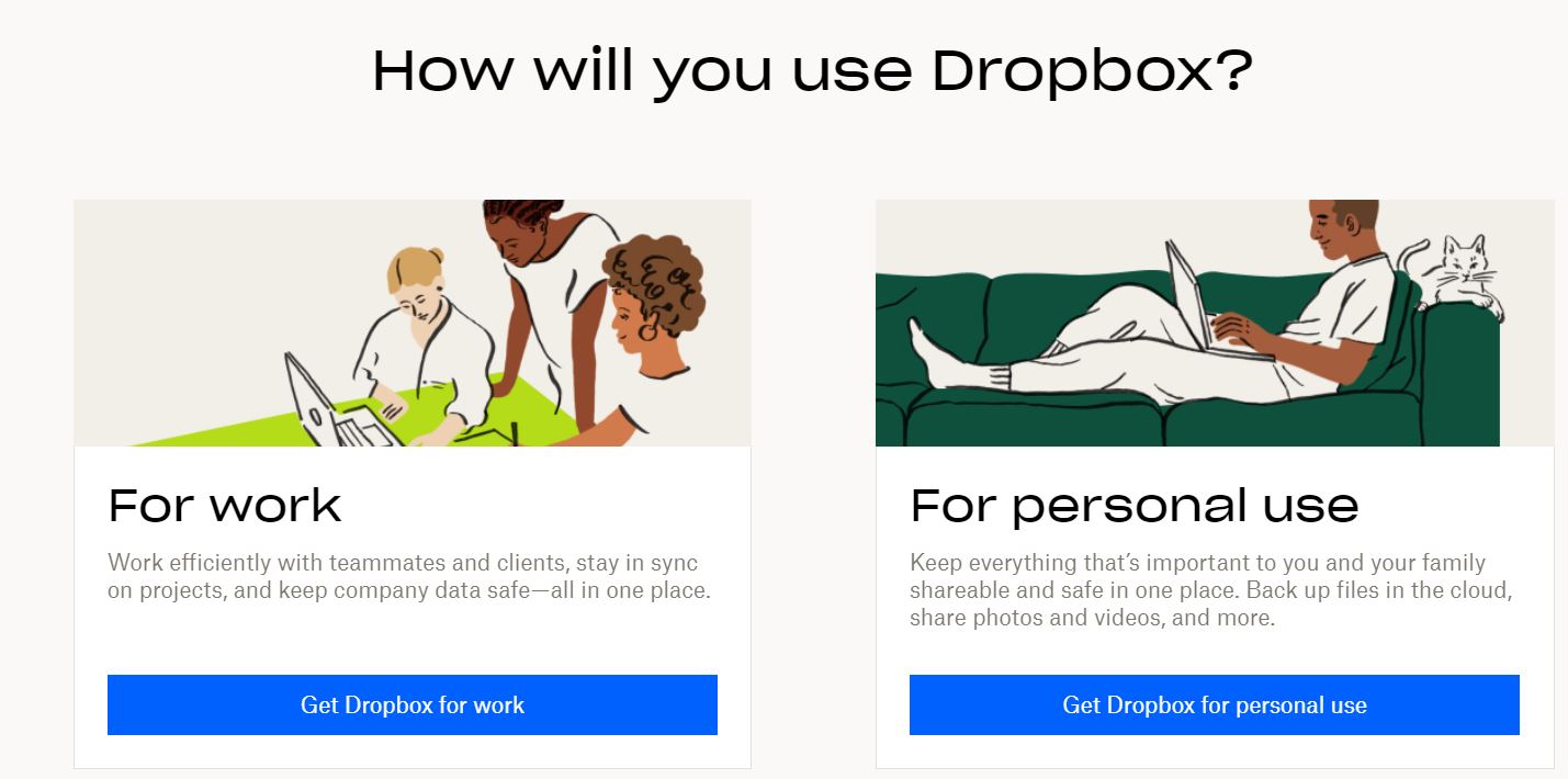 dropbox help section